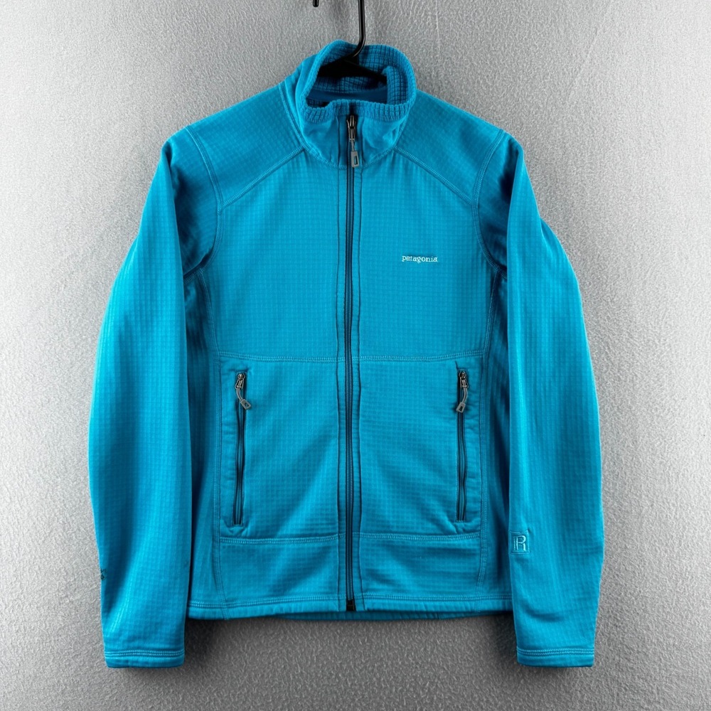 Patagonia R1 Full Zip Jacket Womens Small Blue Grid Fleece Lightweight Regulator